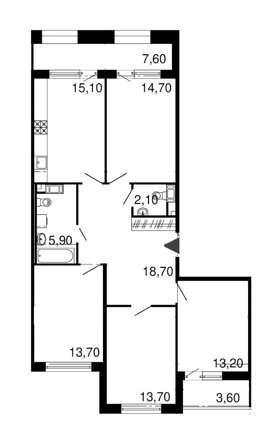 Четырехкомнатная квартира в : площадь 97.1 м2 , этаж: 8 – купить в Санкт-Петербурге